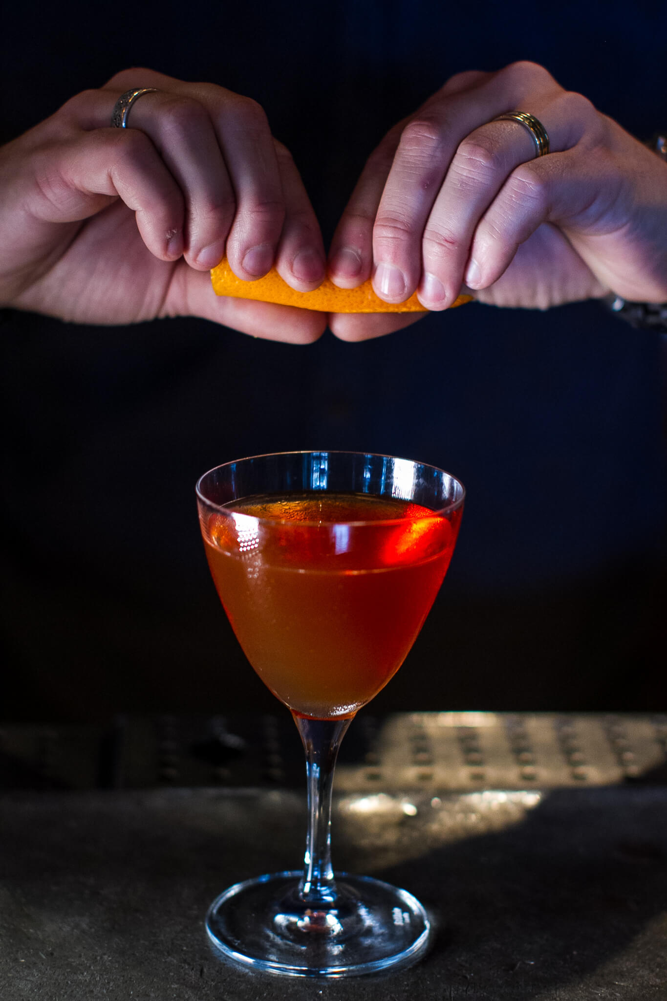 A Signature cocktail in a Martini glass 