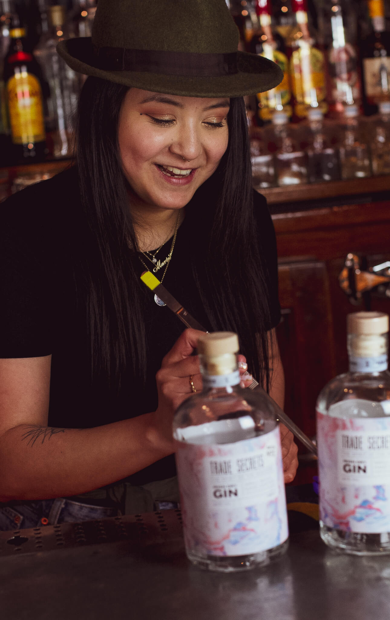 A bartender preparing a cocktail